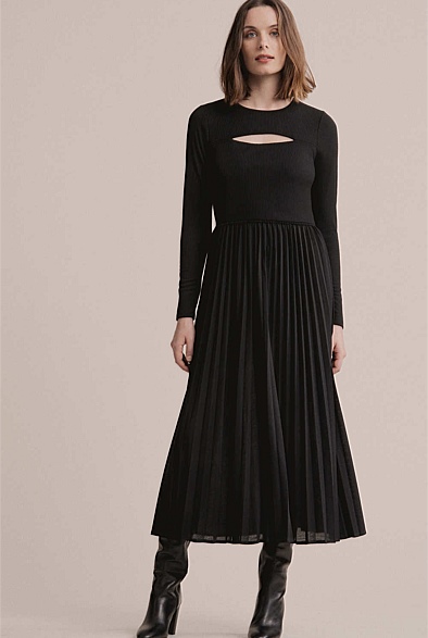 Split Front Jersey Dress | Midi Dresses