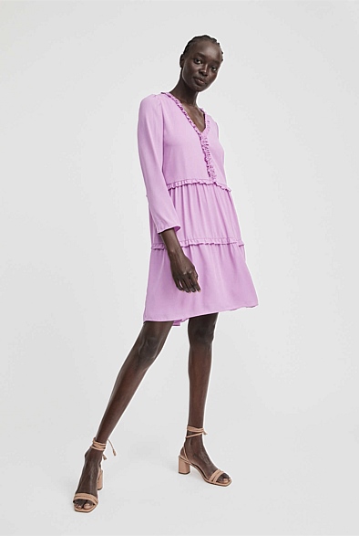 Bright Purple Ruffle Mini Dress - Women ...